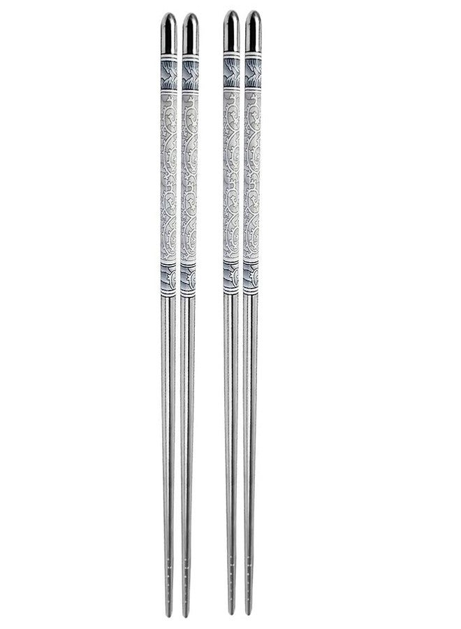 AIMERS Reusable Metal Stainless Steel Chopsticks Dishwasher Safe Lightweight Easy to Use Metal Chop Stick Utensils (2 Pair) - Image 1